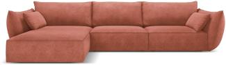 Micadoni 4-Sitzer Ecke links Sofa Kaelle | Bezug Terracotta | Beinfarbe Black Plastic