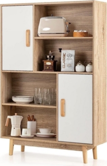 KOMFOTTEU Bücherregal Bücherschrank, mit 2 Türen und 4 offene Regale, 80x24x120cm