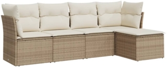 vidaXL 5-tlg. Garten-Sofagarnitur mit Kissen Beige Poly Rattan 3249397