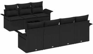 vidaXL Garten-Sofa-Set 8 pcs Schwarz Poly-Rattan und Stahl und Glas 3353942