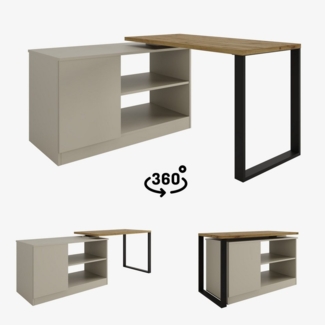 Platan Room Schreibtisch Drehbarer Eckschreibtisch Rio 3-in-1 Kommode Tisch