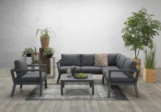 Loungegruppen Möbelserie COLORADO Gestell schwarz / Polster schwarz 1 Sessel