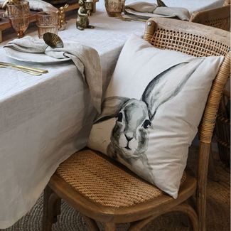 Chic Antique Kissenbezug Wunderschöne Kissenhülle Hase Vintage Langohr L45/B45 cm leinen, (1 Stück)