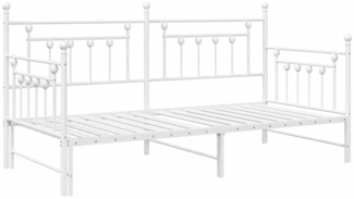 vidaXL Tagesbettrahmen mit Kopfteil Weiß 100 x 190 cm Stahl 42002681