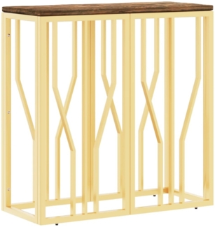 vidaXL Konsolentisch Golden Edelstahl und Altholz Massiv 350038