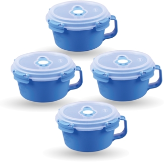 Frischhaltedosen für Lebensmittel ( 0,84 L ) - 4er Pack "Blau" - Vorratsdose luftdicht, Aufbewahrungsbox Meal Prep Box, Frühstücksschale, BPA Frei