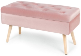 HawthyHome Sitzbank mit Stauraum gepolsterte aus Samt mit Holzbeinen 80×35×40 cm
