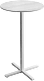 VASAGLE Bartisch, Esstisch, Stehtisch, Metallgestell, 60 x 60 x 104,5 cm, einfacher Aufbau, mit Standkreuz, für 2-3 Personen, modern, schneeweiß