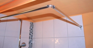 Clever-Kauf-24 Duschvorhangstange Universal Winkelduschstange, Farbe: silber, Material: Alu, Aluminium