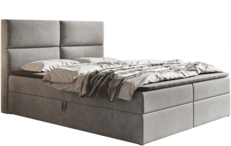 AX LIVING Boxspringbett Bonio III – 120 cm Breite mit Topper Hellgrau