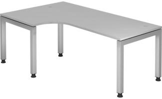 Winkeltisch JS82 U-Fuß / 5-Fuß eckig 200x120cm 90° Grau Gestellfarbe: Silber