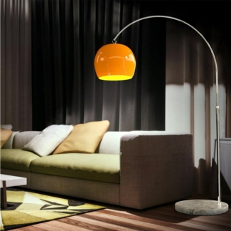 CCLIFE LED E27 Bogenlampe höhenverstellbar Marmorfuß weiß orange Stehlampe Stehleuchte Standleuchte Bogenleuchte Bogenstandleuchte, Farbe:Orange, höhenverstellbar 130-180cm