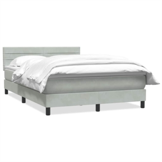 vidaXL Boxspringbett mit Matratze Hellgrau 140x220 cm Samt 3316353