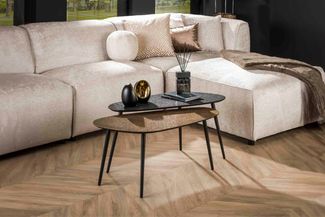 KAWOLA Couchtisch LAUCA Set 2-tlg. Metall schwarz / bronze nierenförmig 42 x 39 x 84 cm