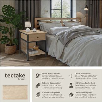 tectake Nachttisch Killarney (1-St, 3 tlg), Rustikaler Nachttisch im markanten Fabrik-Stil