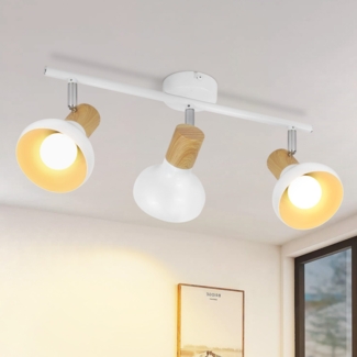 ZMH Deckenstrahler 1 Flammig Deckenleuchte Vintage - Deckenlampe Weiß Flur Strahler Industrial Metall Deckenspots E14 Innen 350°Schwenkbar Spots für Schlafzimmer Wohnzimmer(Ohne Leuchtmittel)