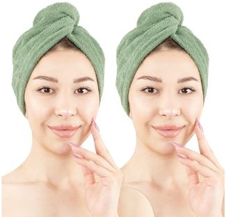 HAMMETEX Turban-Handtuch 2er Set Haarturban Damen, 100% Baumwolle, Flauschig & Schnelltrocknend, Frottier (Set, 2-St), Uni-Farben, weich