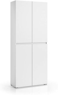 Dmora Großer Mehrzweck-Kleiderschrank Arro, Schuhregal mit verstellbaren Regalen, Schuhschrank mit 4 Türen, 100 % Made in Italy, 80 x 37 x 195 cm, Weiß