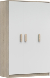Deine Möbel 24 Kinderkleiderschrank INGE 19 in Weiß / Weiß + Grau / Weiß + Eiche Sonoma Jugendzimmer (Griffe in Rosa/Blau/Grün/Weiß/Eiche Sonoma/Grau)