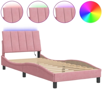 vidaXL Bettgestell mit LED ohne Matratze "Hanko" Rosa 80x200 cm Samt 3213750