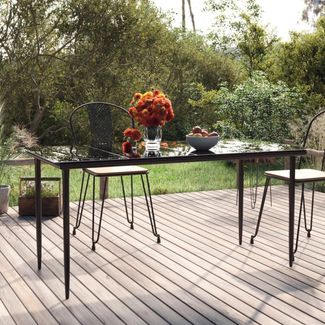 vidaXL Garten-Esstisch Schwarz 160x80x74 cm Stahl und Hartglas 319279