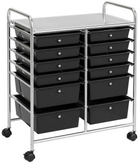 COSTWAY Rollwagen, mit Arbeitsplatte & 12 stapelbaren Schubladen, 38x64x75cm