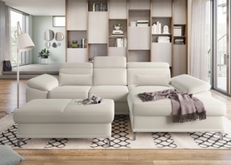 sit&more Ecksofa Cabrio L-Form, B: 295 cm, mit Sitztiefen-, Arm- & Kopfteilverstellung, 2 Nierenkissen, Federkern, optional Bettfunktion und Stauraum
