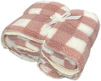 Sherpadecke Sofadecke Kuscheldecke Wolldecke Rosa 150x200cm Rosa