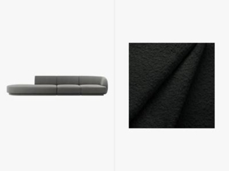 Micadoni Sofa Miley 4-Sitzer Links Boucle Schwarz Kunststoff schwarz