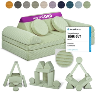 Linodino Kindersofa Spielsofa I Schaumstoff Stapelsteine für Kinder I Kindercouch, 3 Jahre Garantie