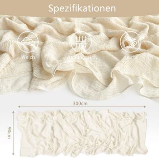 TUWENA Tischläufer Boho Gaze Tischläufer, Gaze-Käsetuch-Tischläufer,Hochzeits-Tischläufer