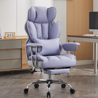Efomao Bürostuhl ergonomisch PU Leder Chefsessel 200 kg Fußstütze Rückenlehne