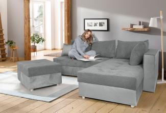 COLLECTION AB Ecksofa Italia L-Form, mit Bettfunktion und Bettkasten, in Cord-Samt Mix