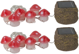 Solar Lichterketten, 12x LED Fliegenpilze, weiß-rot,