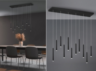 LED Pendelleuchte TUBULAR mehrflammig Schwarz - 3 Stufen dimmbar, B: 115cm