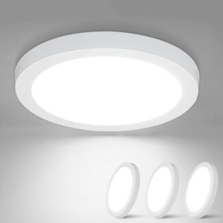 ZMH LED Deckenleuchte Whonzimmer Quradratisch/Rund Weiß Ø22.5CM Flurlampe Modern für Büro, Flimmerfrei, Energiesparend, Augenschutz, LED fest integriert, kaltweiß, IP44 Spritzwassergeschützt