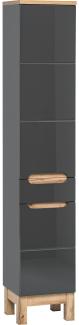 Domando Hochschrank Stintino M1 Modern Breite 35cm, Soft-Close-Funktion, Hochglanz in Graphit Matt und Graphit Hochglanz