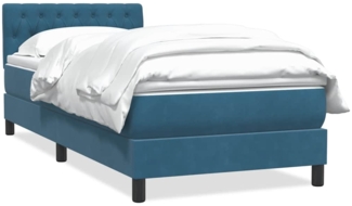 vidaXL Boxspringbett mit Matratze Dunkelblau 80x220 cm Samt 3316525