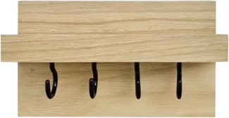 Wandregal mit Haken Schlüsselbrett mit Ablage Eiche lackiert 20 u 30 cm V-40.12-11