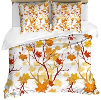 Abakuhaus Bettwäsche Milbensicher Allergiker geeignet mit Kissenbezügen, Microfaser, Fallen Herbst-Jahreszeit-Elemente Natur