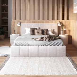 FDM Polsterbett FLORIDA Bettgestell 90x200, 120x200, 140x200, 160x200, 180x200cm (Polsterbett modern mit Bettkasten MADE IN EU - mit hochwertigem Velours Bezug, verfügbar 90x200 120x200 140x200 160x200 180x200cm, Bettrahmen, Bett, mit großen gepolstert...