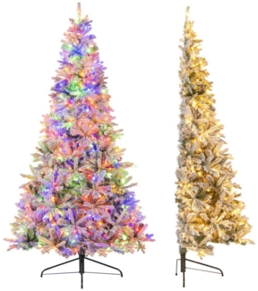COSTWAY Künstlicher Weihnachtsbaum, halb, 180cm, 180 LED, 9 Modi, Ständer