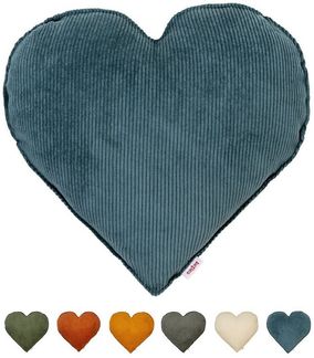 beties Dekokissen HYggelig No. 1, Samt-Cord Herz-Kissen ca. 35x40 cm gefüllt Hygge Style, nord-blau