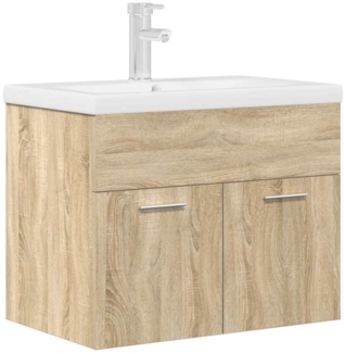 vidaXL Waschbeckenunterschrank Einbaubecken Wasserhahn Sonoma-Eiche 3325014
