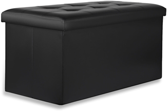 Valora XXL Faltbarer Pouf Aufbewahrung Schwarzes Öko-Leder