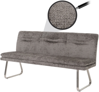 Sitzbank HWC-H70, Esszimmerbank Bank Polsterbank, Lehne Stoff/Textil Chenille Edelstahl gebürstet 180cm ~ dunkelgrau
