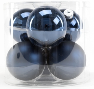 TrendLine Weihnachtskugeln aus Glas Ø 80mm 6 Stk nachtblau Christbaumkugeln Xmas