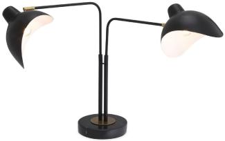 Casa Padrino Designer Tischleuchte Schwarz / Antik Messingfarben 95 x 20 x H. 57 cm - Elegante Schreibtischleuchte im 50er Jahre Stil - Luxus Leuchten