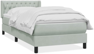 vidaXL Boxspringbett mit Matratze Hellgrau 90x210 cm Samt 3318351