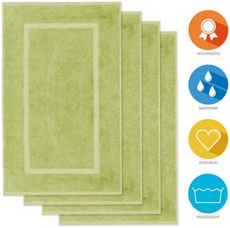 Lavea Badematte 4er Set Badeteppiche Elena Frottee 50x80 cm Badvorleger, 100% Baumwolle, 500 g/m² Frottier, weich & saugstark, pflegeleicht